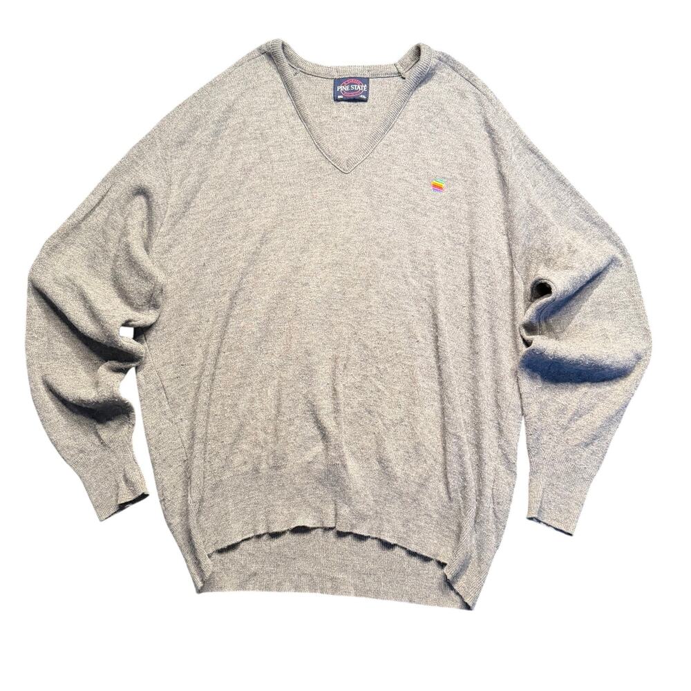 Ultra Rare Vintage 1980s Apple Computer Promo Knit Sweater‎ Pine State Grey 2XL
